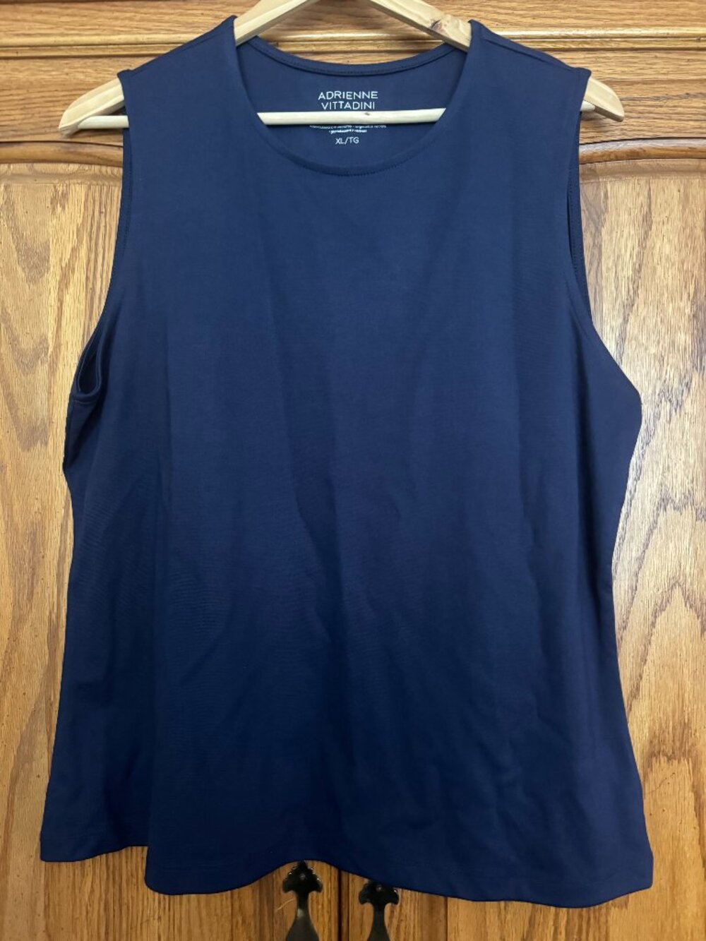 Adrienne Vittadini Navy Blue Sleeveless Shell Top